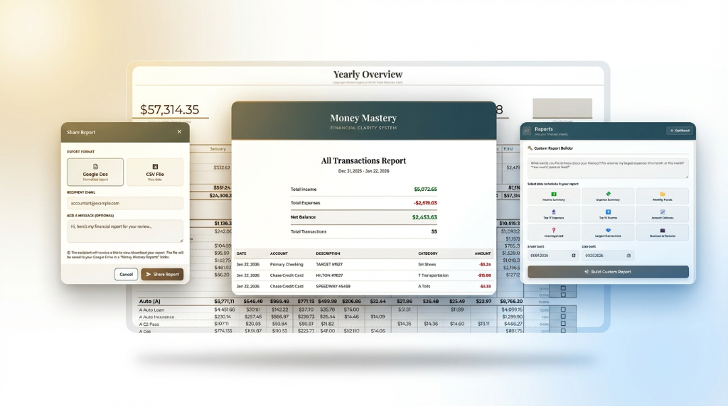 Financial Reports and Sharing Features